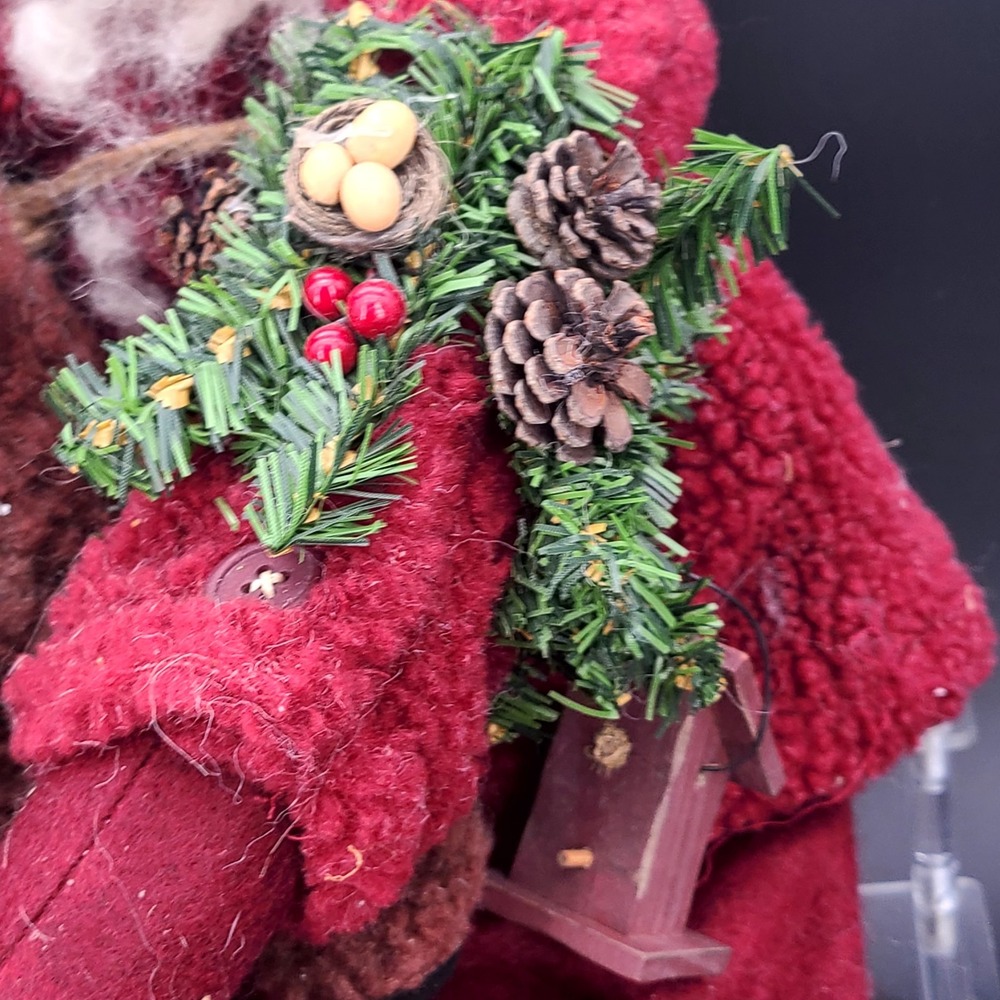 Primitive Cloth 28" Santa Claus & Teddy Bear Soft Christmas Figure, Shelf Sitter - Picture 3 of 13